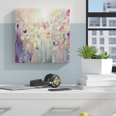 " Abstract Michaela Nessim - Butterfly Dance, Modern & Contemporary Pink " Graphic Art Print