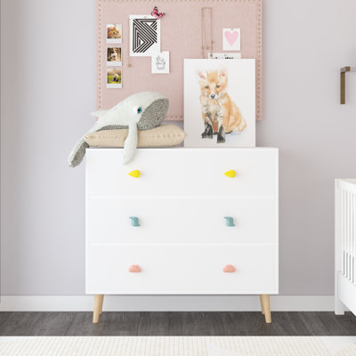 Commode 3 tiroirs, table de chevet pour bébé, armoire de rangement pour enfant