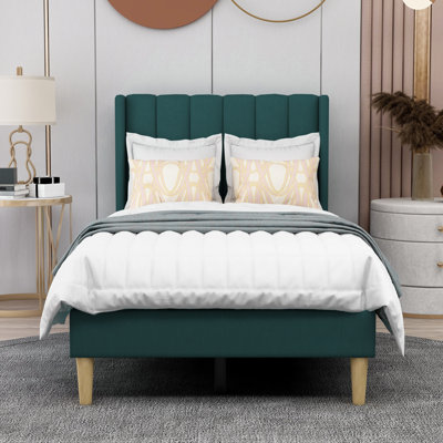 Eriksay Low Profile Upholstered Platform Bed with Wingback Headboard