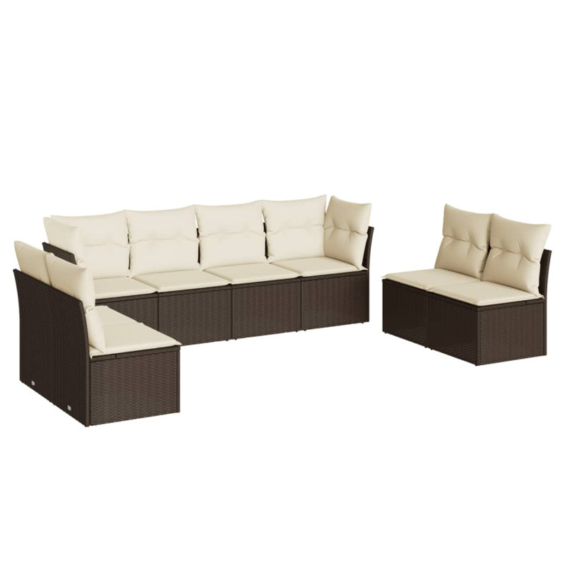 Garden Sofa Set, Beige, Brown
