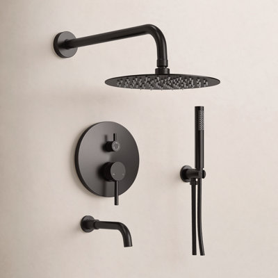 Système de douche à pluie haute pression 10 po, robinet de baignoire avec valve à pression équilibrée