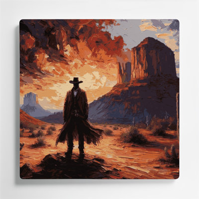 Art mural en métal noir Southwestern Cowboy Outlaw
