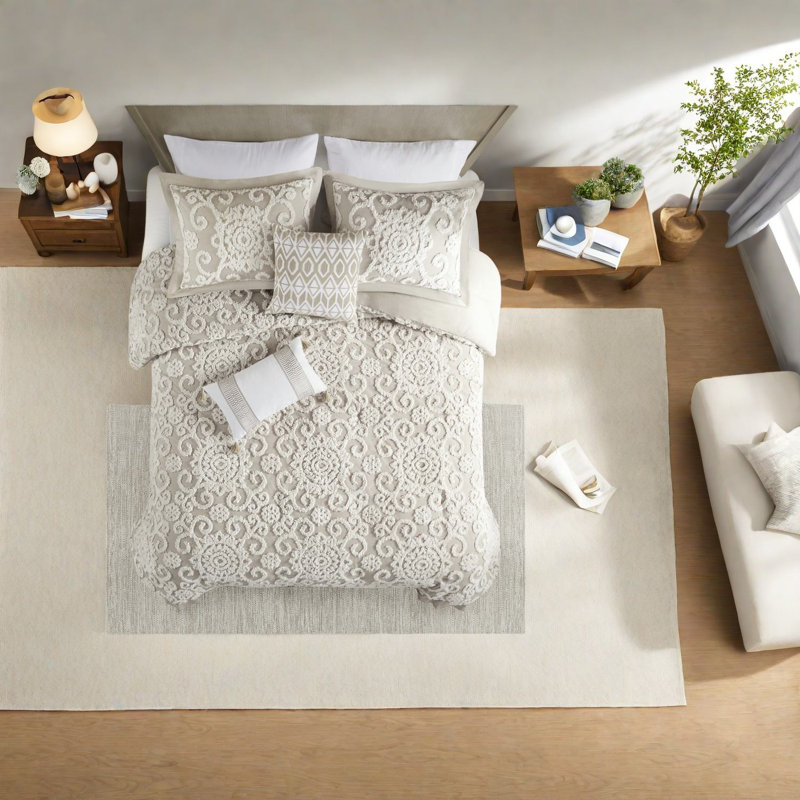 Ensemble de literie en coton de qualité supérieure très grand confort et style taupe