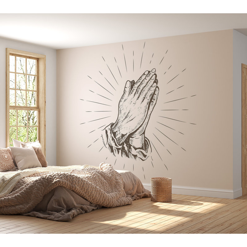 Murale pelez et collez de qualité supérieure - Mains priant, L 120 po x L 96 po