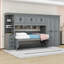 Lit escamotable simple 6 tiroirs avec garde-robe, tablettes, armoire et bureau-1948100497
