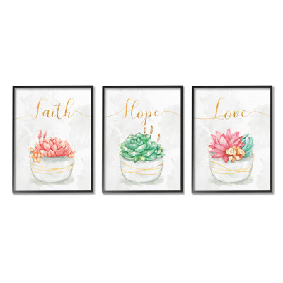 Charmantes plantes succulentes «Faith Hope Love»