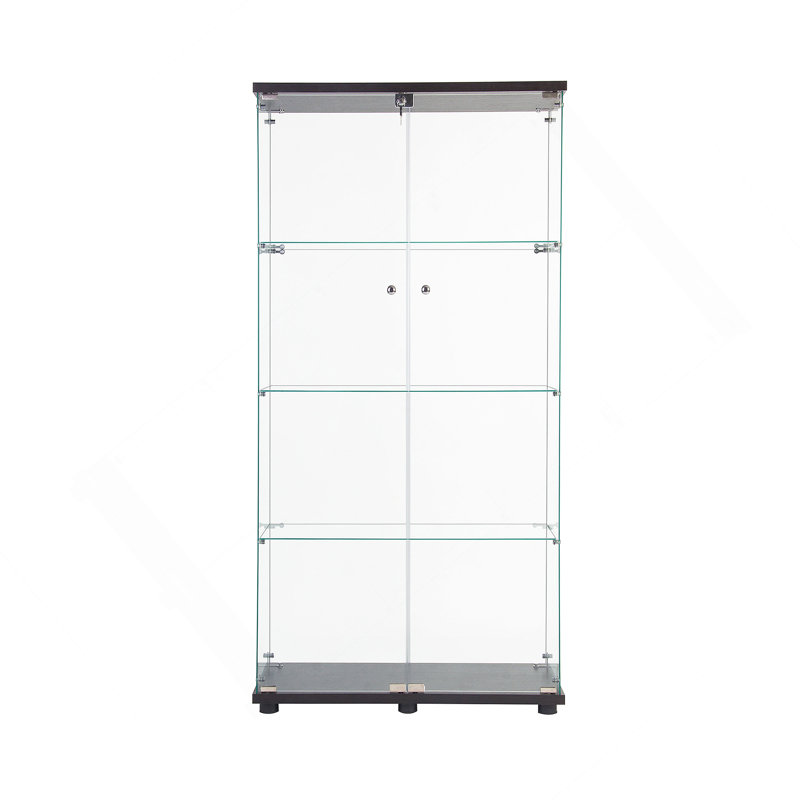 Vitrine lumineuse en verre à DEL avec plusieurs tablettes, idéale pour mettre en valeur des objets précieux et organiser des objets