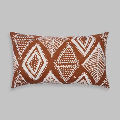 Meachie Artisan Mirage Lumbar Pillow - Intricate Arabesque Pattern Removable Cover with Feather Insert