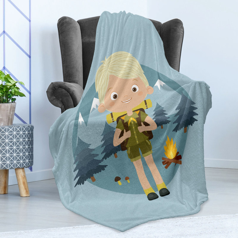 Ambesonne Explore Fleece Throw Blanket Forest Multicolor, 50" W x 70" L