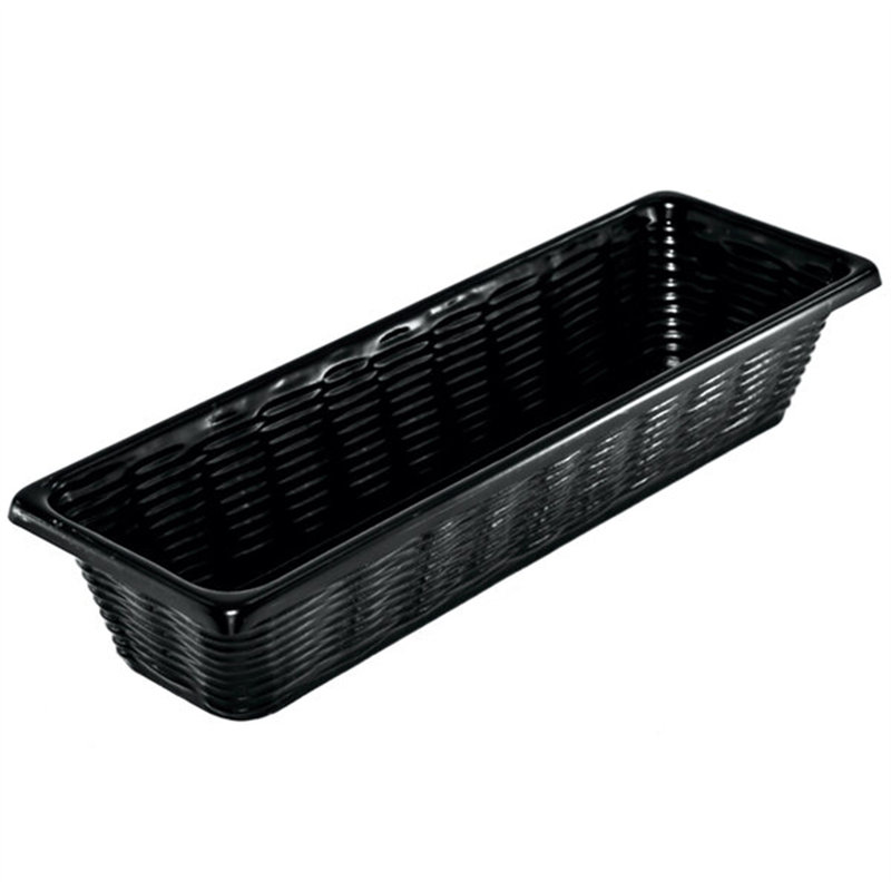 Subrata Marco Company Black Wicker-Look Plastic Basket Without Holes - 16" x 12" x 2" WS-568EZ12162BW