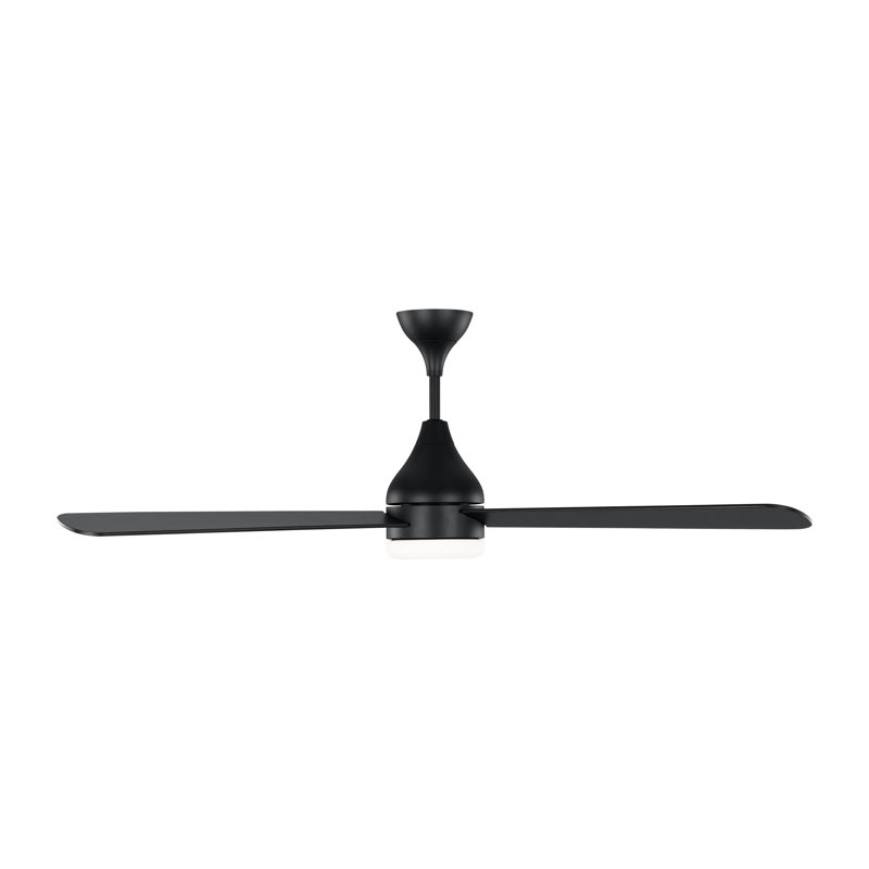 Smart LED Ceiling Fan, 52 inches, Midnight Black with Black Blades