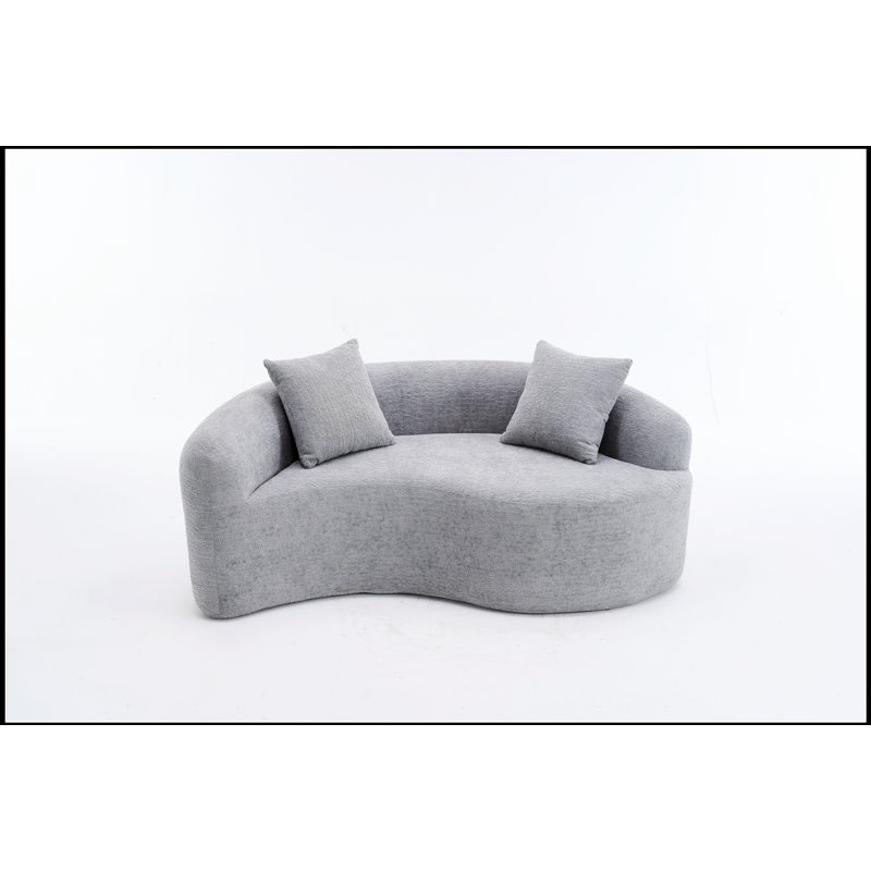 Causeuse à double profondeur courbée en S, éponge à compression complète, chenille gris clair, conception modulaire pour petits appartements, capacité de 400 lb, 66,9 /
