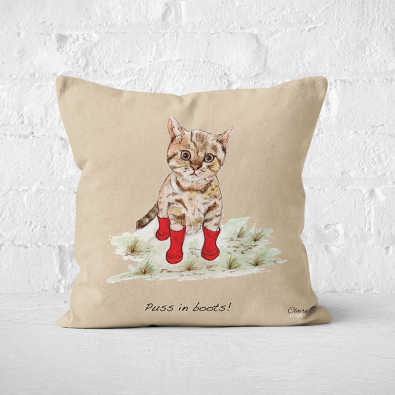 Kirkham Puss In Boots Square Throw Cushion