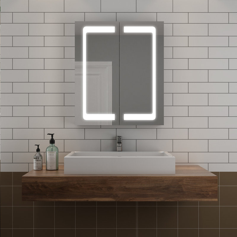 Mirrored Bathroom Cabinets with Mirror and 3 Adjustable Shelves