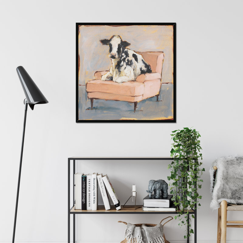 Moo-ving In II by Ethan Harper - Painting, Black Framed Paper Print, 95cm H x 95cm W x 2.3cm D