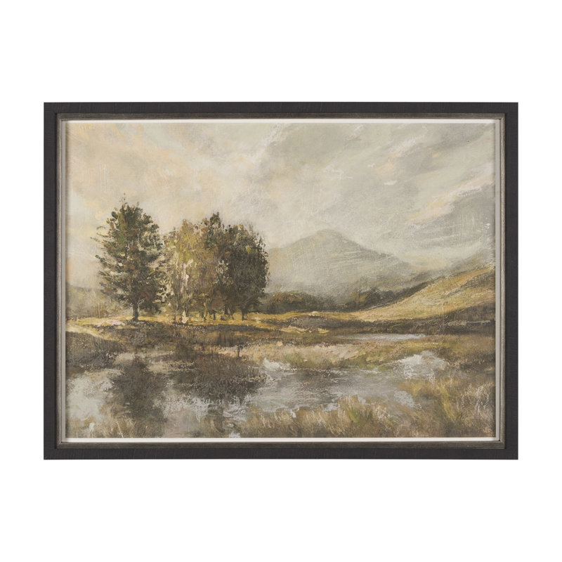 Toile encadrée texturée embellie à la main, H 31,5 po x l 31,5 po x P 1,6 po, Paysage à l'ancienne IV