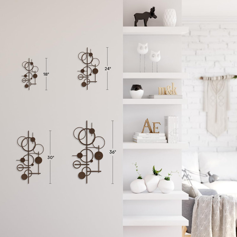 Décoration murale en métal, Bronze, H 18 po x l 9 po x P 0,05 po
