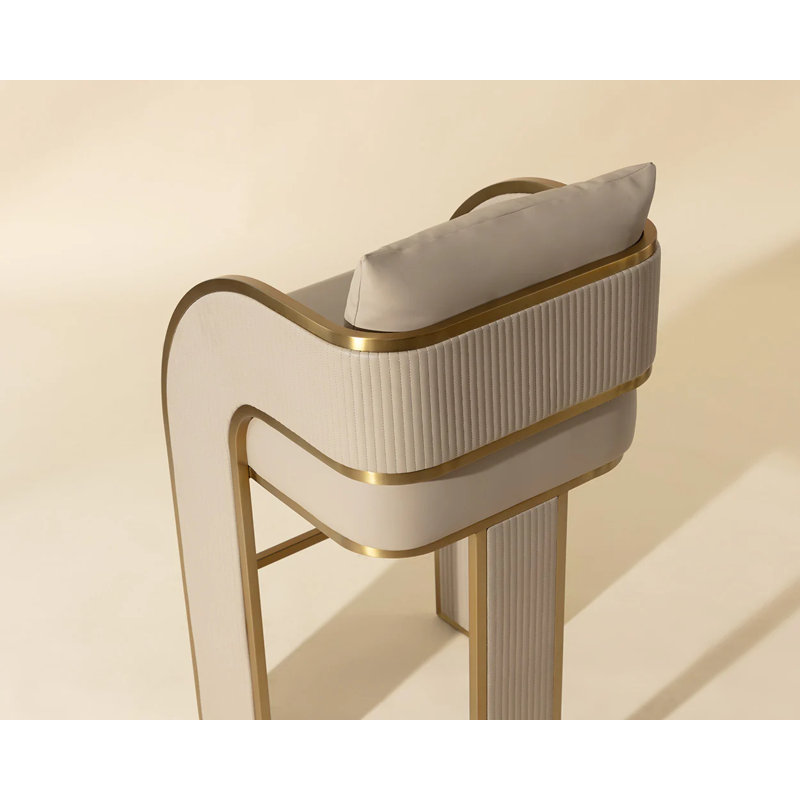 BAZ Upholstered Stool, Bar Stool (30” Seat Height), Beige