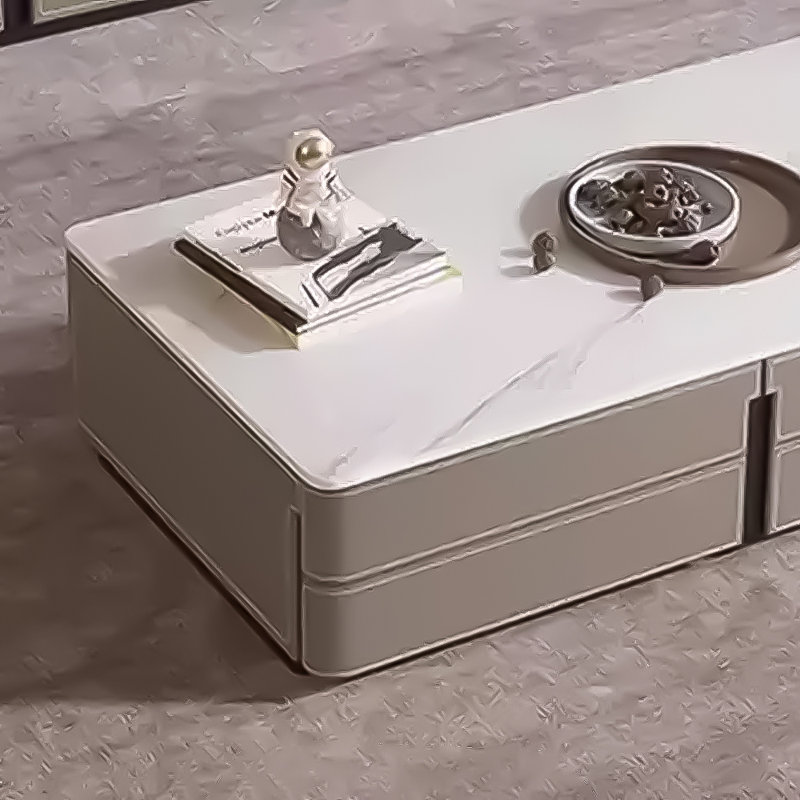 Table basse sur pied en cuir italien, H 15,74 po x L 47,24 po x l 23,62 po