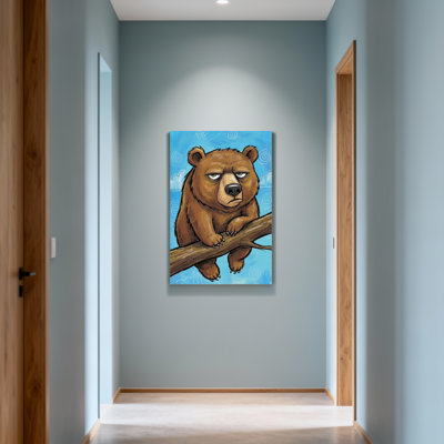 Animals Bear On Branch With Blue Sky Background