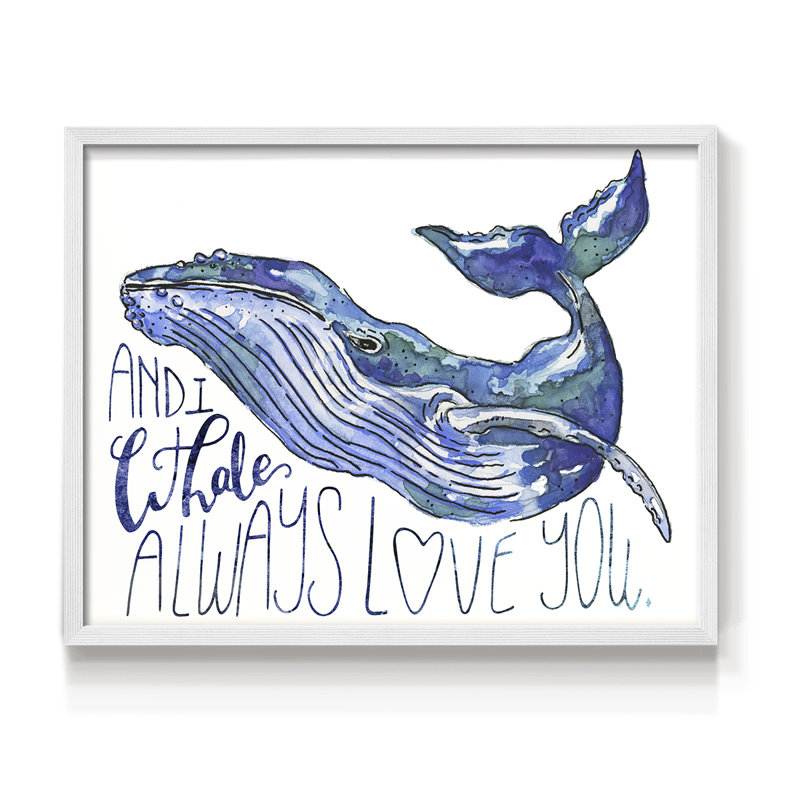 «Whale Love I», reproduction encadrée - Restickable, H 16 po x l 20 po, Blanc