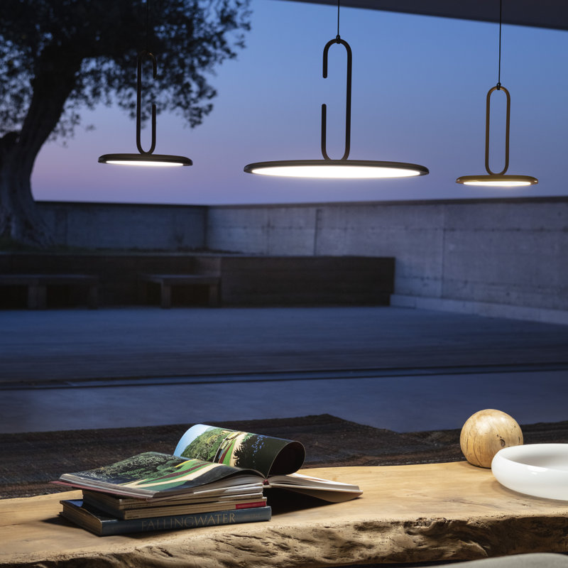 CLIP 1 - Light LED Pendant, Gold, White, 7.5" H x 7" W x 7" D