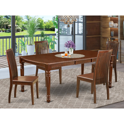 5 Piece Dining Room Furniture Set Includes a Rectangle Kitchen Table with Butterfly Leaf and 4 Dining Chairs, 42x78 Inch, Mahogany