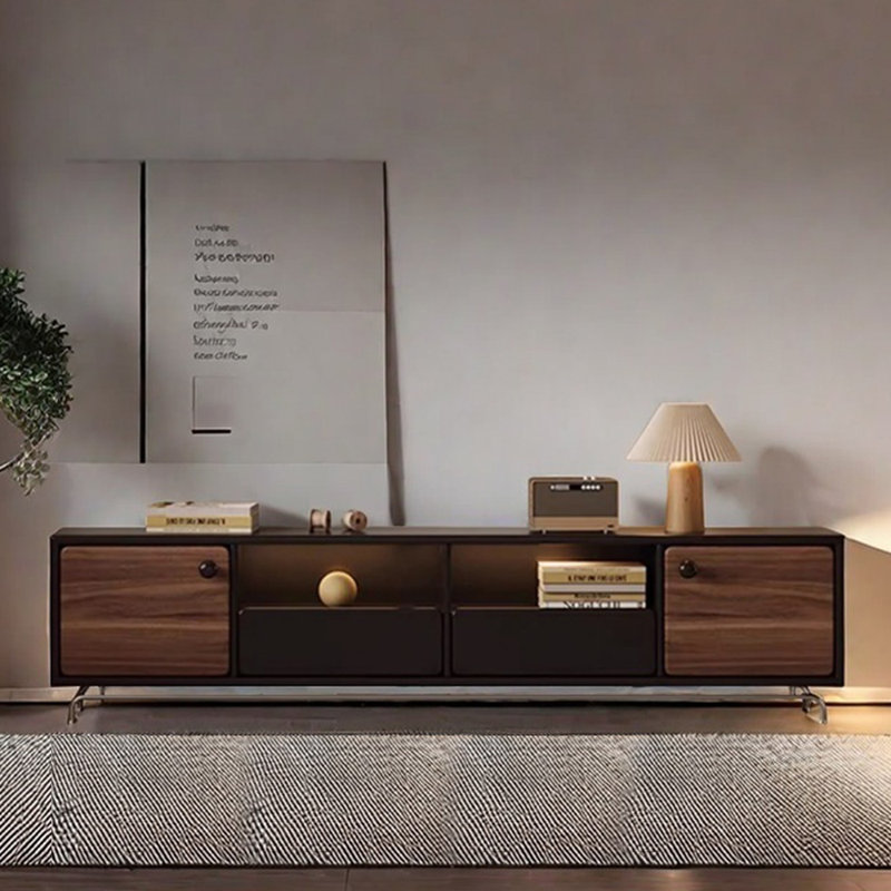 Meuble télé en bois massif rétro au design simple