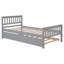Lit simple avec lit gigogne, cadre de lit plateforme avec tête de lit et pied de lit, petit espace de vie dans la chambre à coucher, aucun sommier nécessaire, gris-1841320770