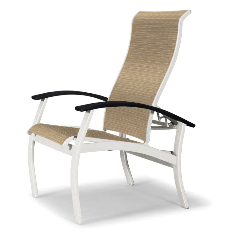 Chaise de patio Askar, Noir, Rayures de sable Bailey Sunbrella®, Neige texturée