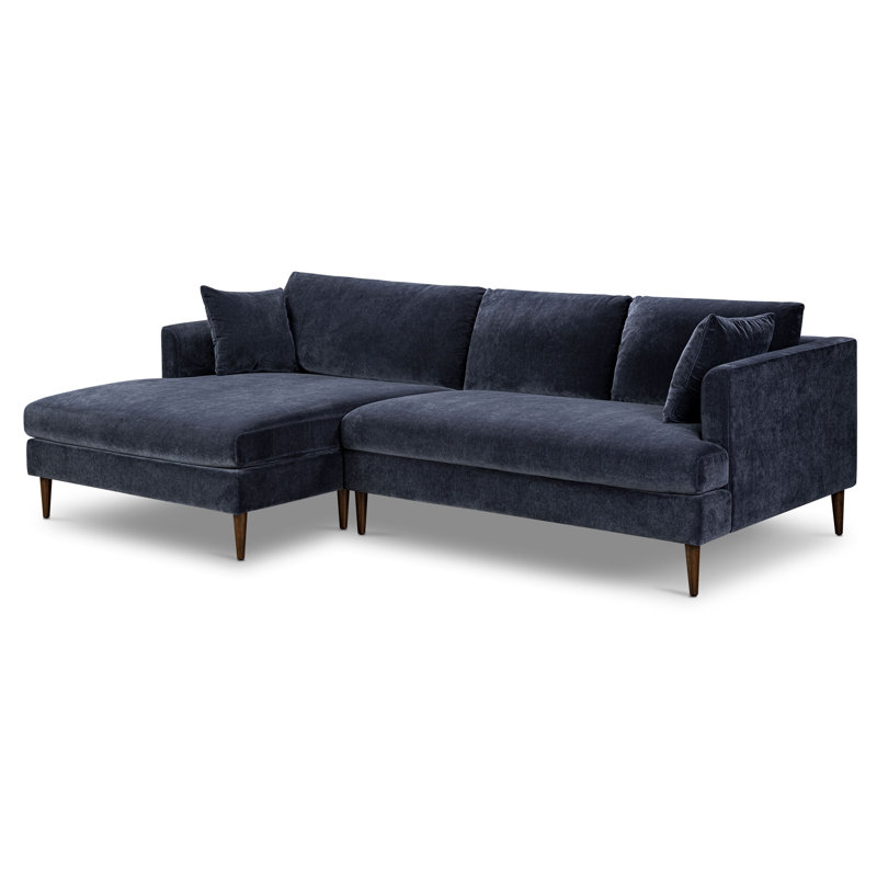 Canapé modulaire en velours avec méridienne extra large Lucerne, Orienté à gauche (vu de face)