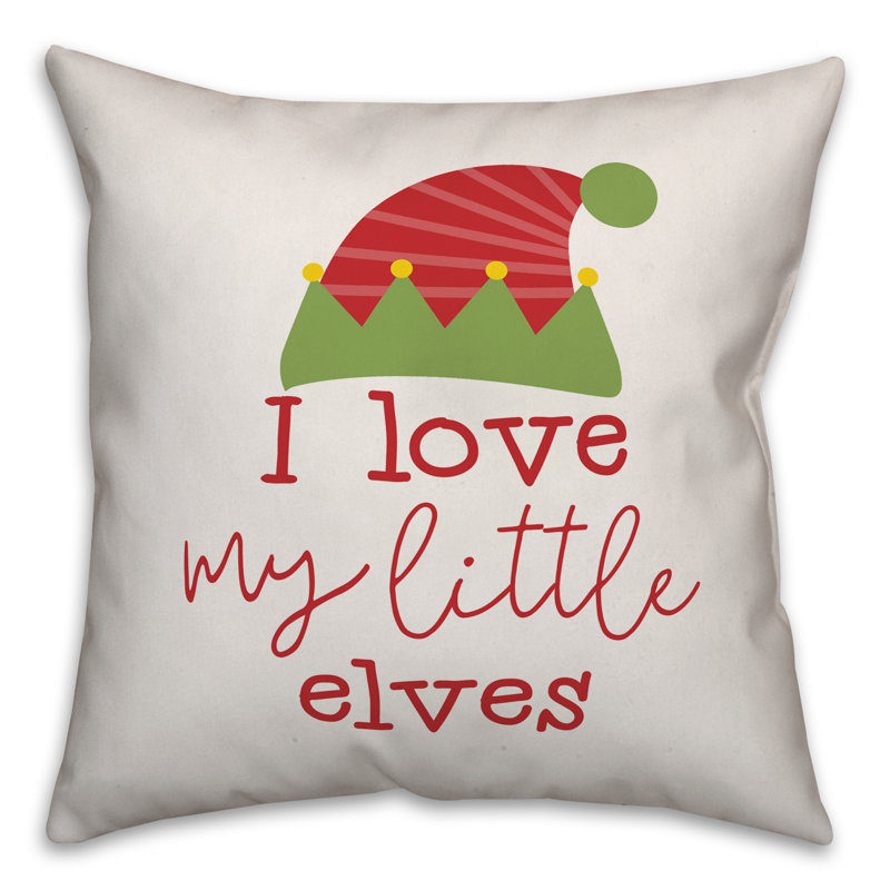  Coussin décoratif I Love My Little Elves, 18 po x 18 po, Housse de coussin seulement - Insert