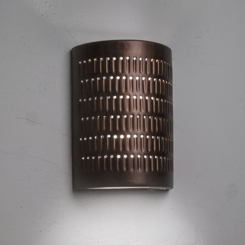 Carely Ceramic Outdoor Wall Light, LED Bulb Included, Rubbed Copper, 13" H x 9.5" W x 5" D