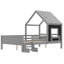 Lits en bois massif avec tableau noir et rangement, gris moderne