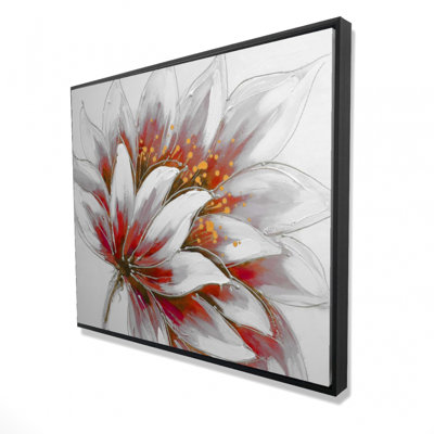 Red Flower With Gold Center Print On Canvas
