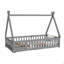 Lit simple en forme de tente avec garde-corps, lattes et porte, gris-55294535