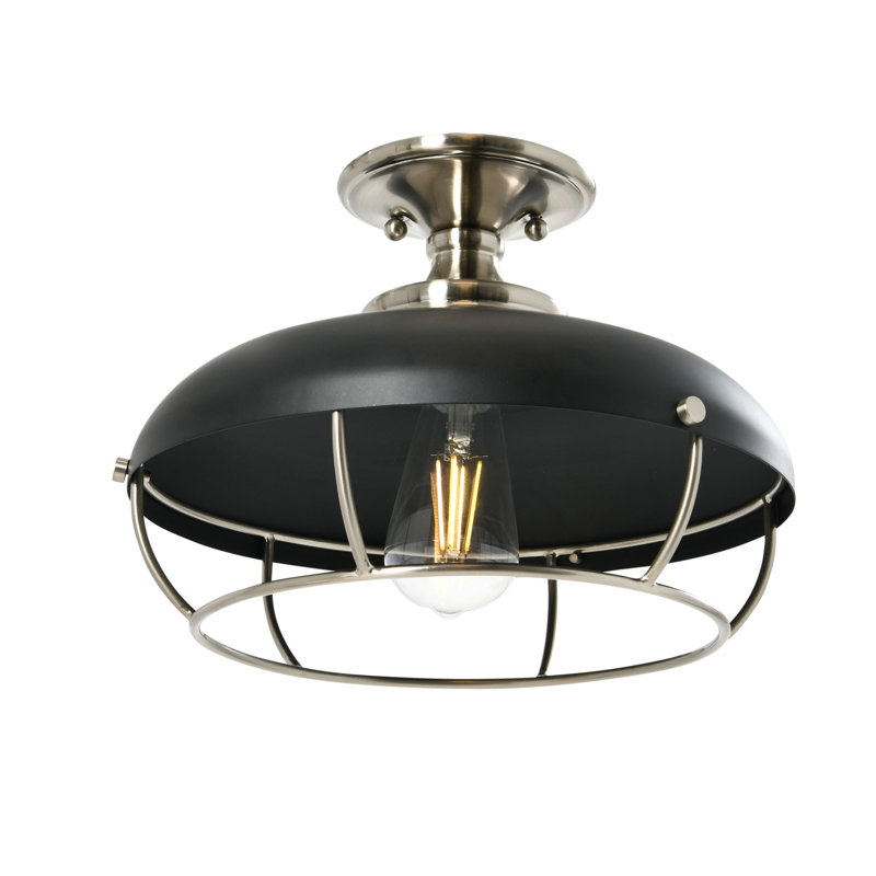 Apsel Semi Flush Mount, Brushed Nickel, Matte Black