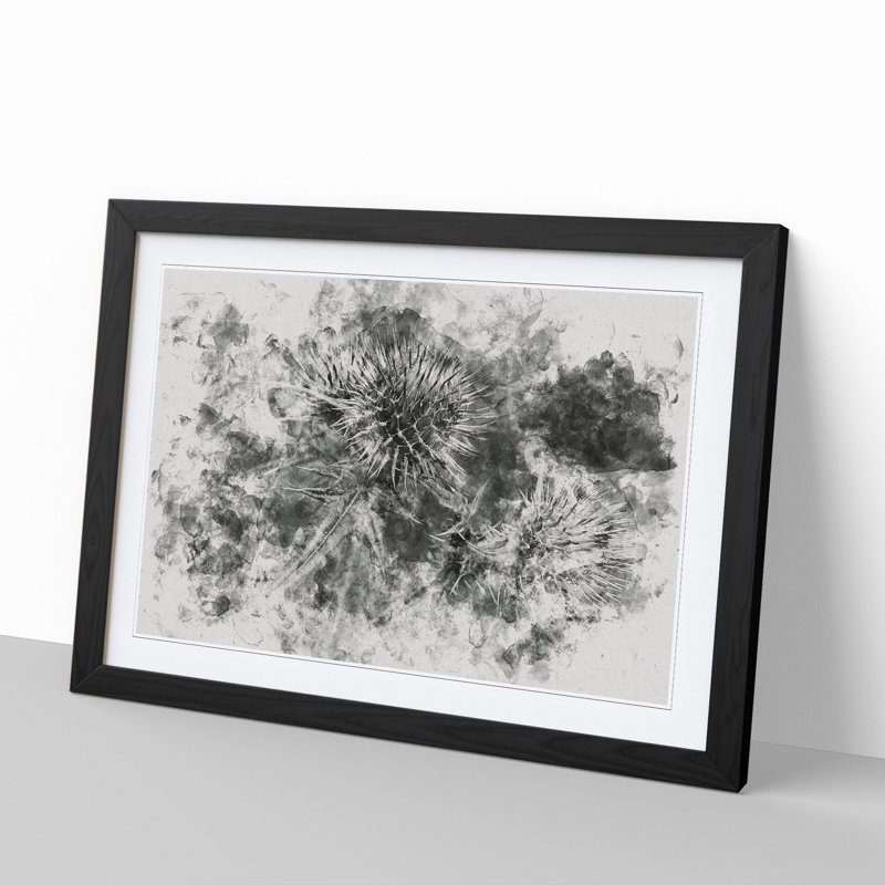 Thistle Flower Vol.5 Watercolour - Picture Frame Graphic Art, Black, 48cm H x 65cm W x 2cm D