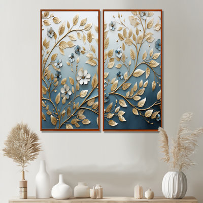 Art mural sur toile, minimalisme, bleu et or