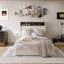 Lit plateforme double en bois avec port USB et tablette de tête de lit-419821538-419821539