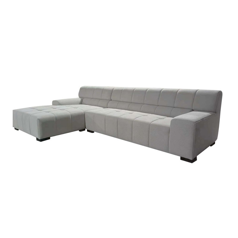 Canapé modulaire capitonné pour le salon, Tissu gris pâle