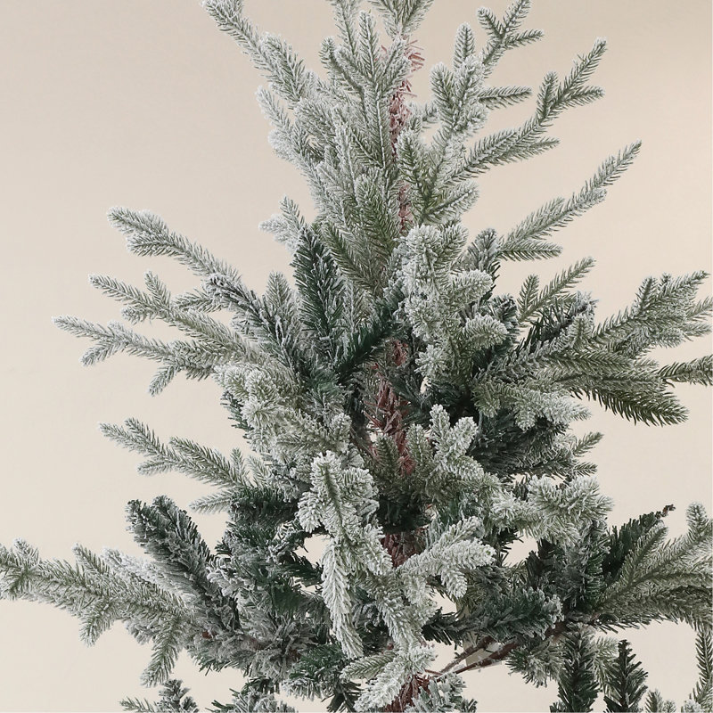 Arbre de Noël artificiel pin 7,5 pi avec 1218 pointes enneigées, support en métal pliable, assemblage facile, arbre de Noël à charnières pour les fêtes à la maison