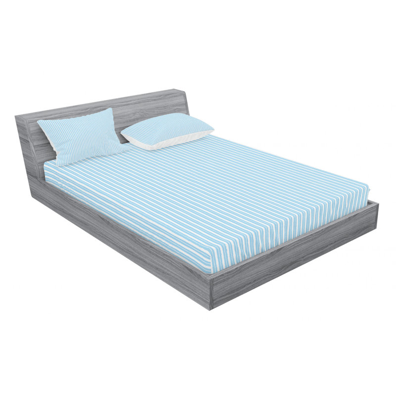 Microfiber Striped Sheet Set, Queen Sheet Set with Fitted Sheet, Light Blue Stripe