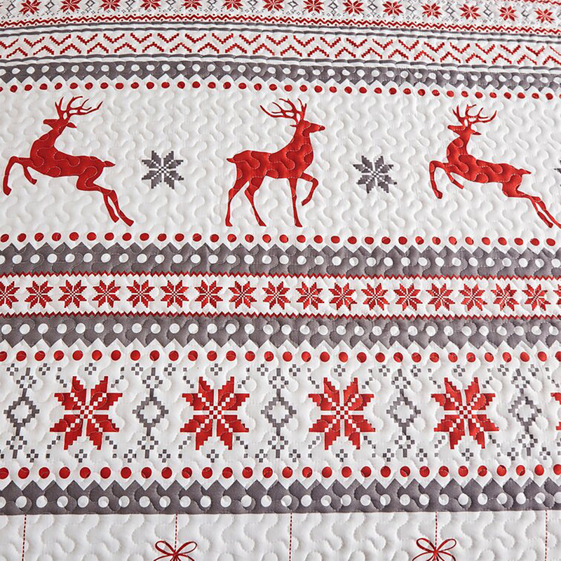 Ensemble de courtepointe 3 pièces de Noël (1 courtepointe, 2 taies décoratives)