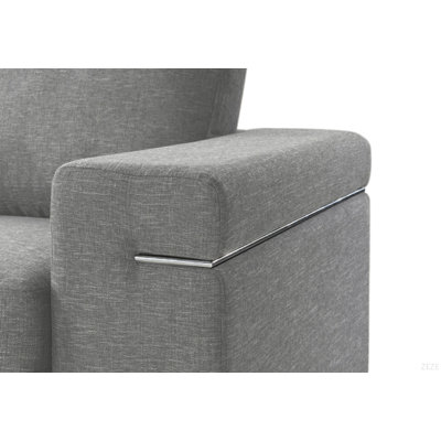 Chaise avec accoudoirs en tissu tissé gris clair