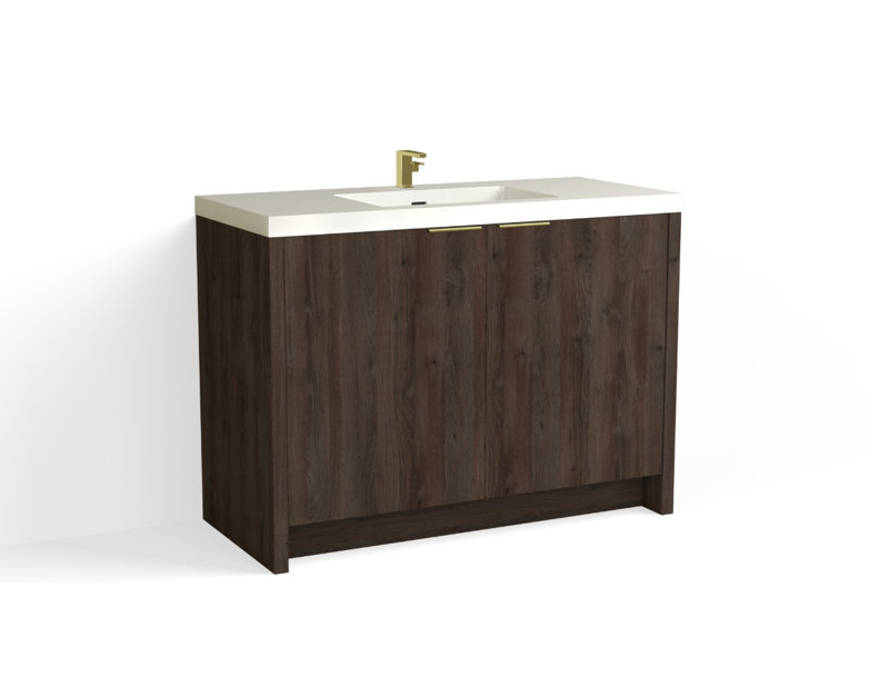 Mesa 48" W Freestanding Single Bathroom Vanity , White Nanomatte/Matte Black, White Gloss, Single-Hole