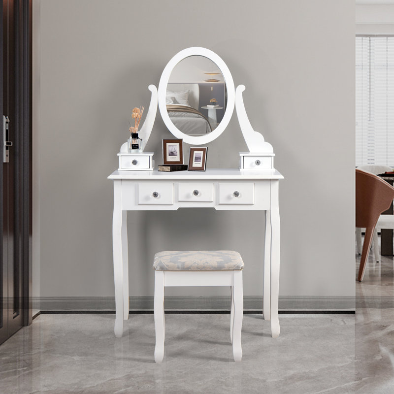 Coiffeuse Dandrew avec tabouret et miroir