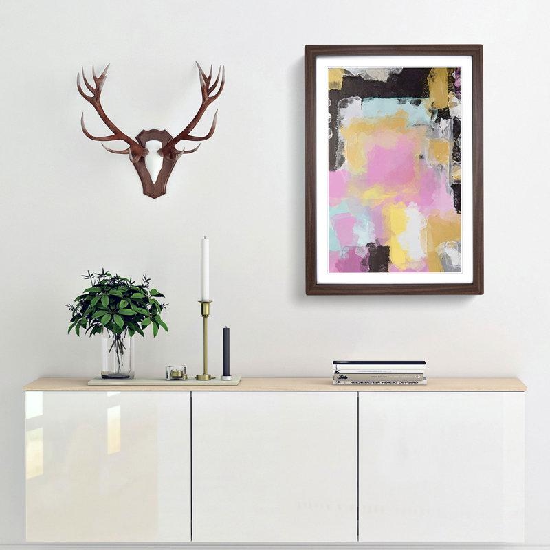 Composition of Light in Abstract - Picture Frame Graphic Art Print, 36cm H x 27cm W x 2cm D, Walnut Framed