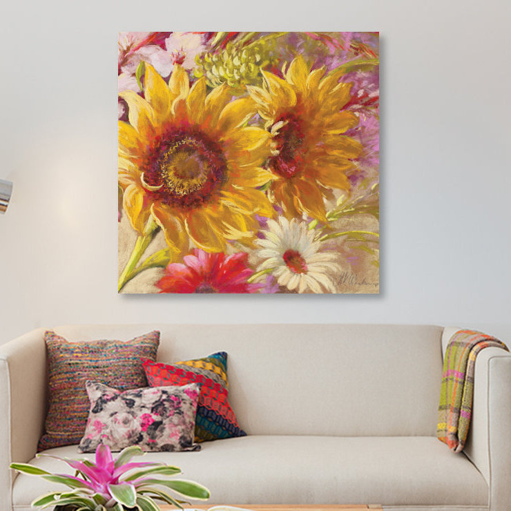« summer time filles », impression sur toile, H 26 po x l 26 po x P 1,5 po, Toile tendue, Pas de tapis