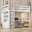 Lit mezzanine double en bois de pin avec garde-robe, bureau et amp; Rangement - blanc, aucun sommier nécessaire-854510398